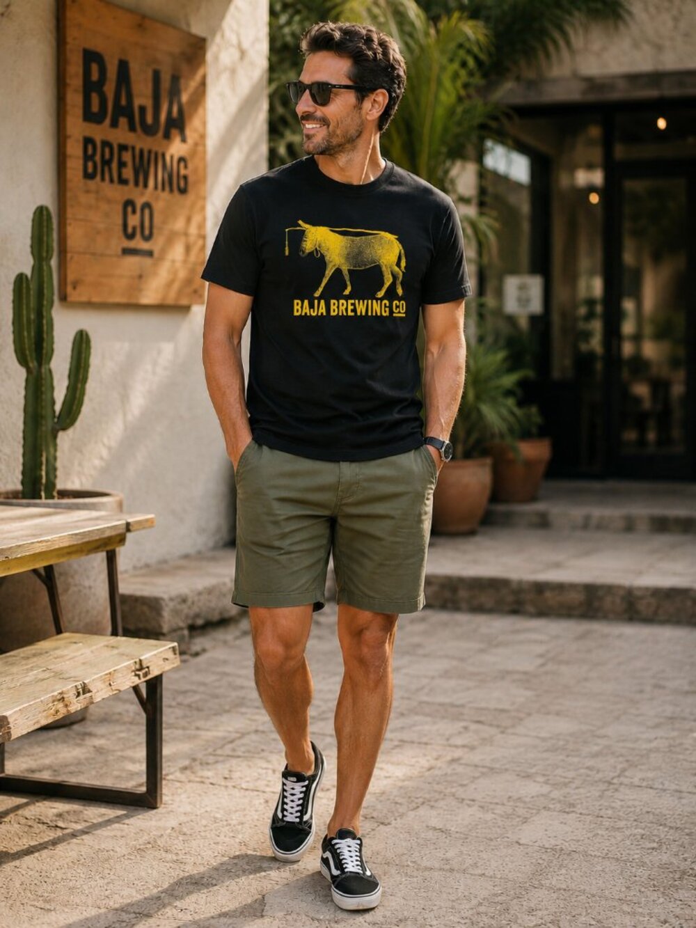 Baja Brewing Co. Black Graphic T-Shirt Beer Logo Los Cabos Mexico Men's Size XL